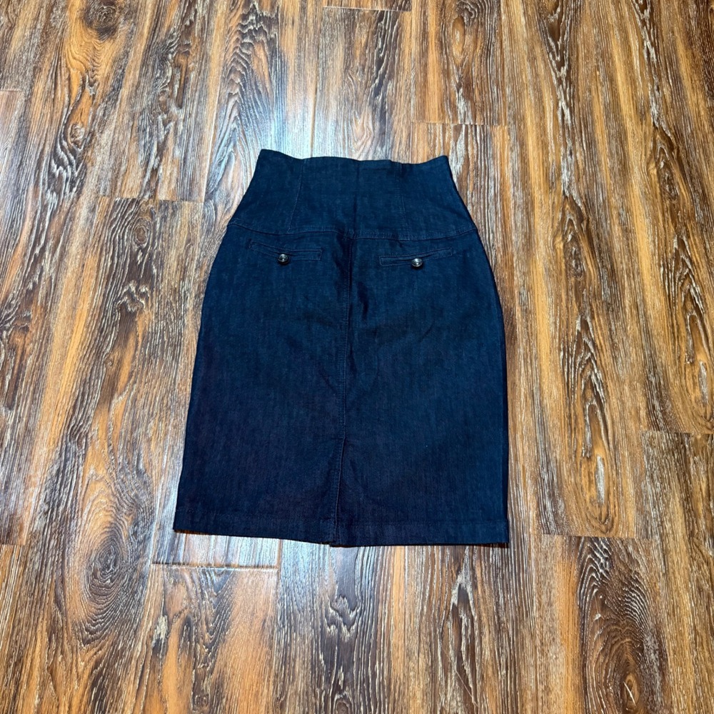 Boom Boom Jeans Size M Denim Skirt Womens Dark Wash High Waist Button Front